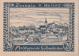 20 HELLER 1920 Stadt GALLNEUKIRCHEN Oberösterreich Österreich Notgeld Papiergeld Banknote #PG555 - Lokale Ausgaben