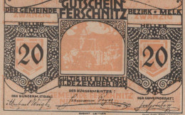 20 HELLER 1920 Stadt FERSCHNITZ Niedrigeren Österreich Notgeld #PI357 - Lokale Ausgaben