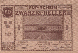 20 HELLER 1920 Stadt ETSDORF Niedrigeren Österreich Notgeld Banknote #PE960 - Lokale Ausgaben