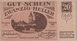 20 HELLER 1920 Stadt ERLAUF IM NIBELUNGENGAU Niedrigeren Österreich #PE939 - Lokale Ausgaben