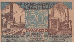 20 HELLER 1920 Stadt ENZESFELD Niedrigeren Österreich Notgeld Banknote #PE940 - Lokale Ausgaben