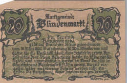 20 HELLER 1920 Stadt BLINDENMARKT Niedrigeren Österreich Notgeld Papiergeld Banknote #PG812 - [11] Emisiones Locales