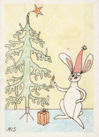 Happy New Year Christmas RABBIT Vintage Postcard CPSM #PAV083.GB - Nouvel An