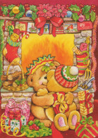 Happy New Year Christmas TEDDY BEAR Vintage Postcard CPSM #PAU880.GB - Nouvel An