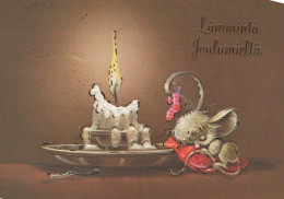 Happy New Year Christmas RABBIT CANDLE Vintage Postcard CPSM #PAV013.GB - Nouvel An