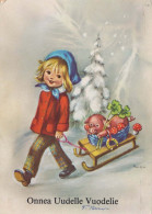 Happy New Year Christmas CHILDREN Vintage Postcard CPSM #PAU012.GB - Nouvel An