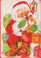 SANTA CLAUS ANIMALS CHRISTMAS Holidays Vintage Postcard CPSM #PAK652.GB - Santa Claus