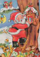 SANTA CLAUS ANIMALS CHRISTMAS Holidays Vintage Postcard CPSM #PAK516.GB - Santa Claus