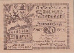 20 HELLER 1920 Stadt ZIERSDORF Niedrigeren Österreich UNC Österreich Notgeld #PH060 - [11] Emisiones Locales