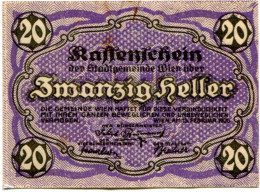 20 HELLER 1920 Stadt Wien Österreich Notgeld Papiergeld Banknote #PL586 - Lokale Ausgaben
