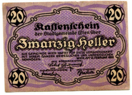 20 HELLER 1920 Stadt Wien Österreich Notgeld Papiergeld Banknote #PL584 - Lokale Ausgaben