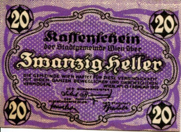 20 HELLER 1920 Stadt Wien Österreich Notgeld Papiergeld Banknote #PL575 - Lokale Ausgaben