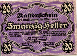 20 HELLER 1920 Stadt Wien Österreich Notgeld Papiergeld Banknote #PL578 - [11] Lokale Uitgaven