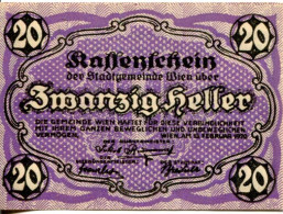 20 HELLER 1920 Stadt Wien Österreich Notgeld Papiergeld Banknote #PL576 - Lokale Ausgaben
