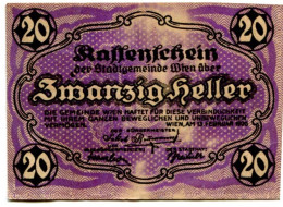 20 HELLER 1920 Stadt Wien Österreich Notgeld Papiergeld Banknote #PL573 - Lokale Ausgaben