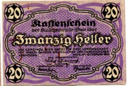 20 HELLER 1920 Stadt Wien Österreich Notgeld Papiergeld Banknote #PL571 - Lokale Ausgaben