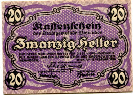 20 HELLER 1920 Stadt Wien Österreich Notgeld Papiergeld Banknote #PL567 - Lokale Ausgaben