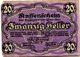 20 HELLER 1920 Stadt Wien Österreich Notgeld Papiergeld Banknote #PL568 - [11] Lokale Uitgaven