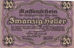 20 HELLER 1920 Stadt Wien Österreich Notgeld Banknote #PE020 - Lokale Ausgaben
