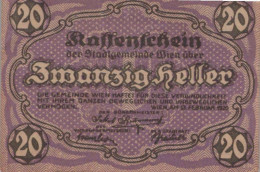 20 HELLER 1920 Stadt Wien Österreich Notgeld Banknote #PE021 - [11] Lokale Uitgaven