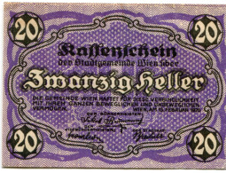 20 HELLER 1920 Stadt Wien Österreich Notgeld Papiergeld Banknote #PL558 - [11] Lokale Uitgaven