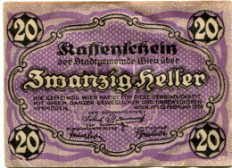 20 HELLER 1920 Stadt Wien Österreich Notgeld Papiergeld Banknote #PL552 - [11] Emissions Locales