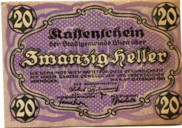 20 HELLER 1920 Stadt Wien Österreich Notgeld Papiergeld Banknote #PL553 - [11] Lokale Uitgaven
