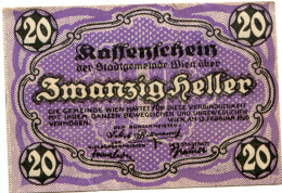 20 HELLER 1920 Stadt Wien Österreich Notgeld Papiergeld Banknote #PL554 - [11] Emissions Locales