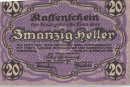 20 HELLER 1920 Stadt Wien Österreich Notgeld Banknote #PE012 - [11] Emissions Locales