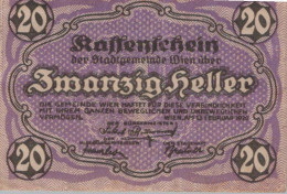 20 HELLER 1920 Stadt Wien Österreich Notgeld Banknote #PE010 - [11] Lokale Uitgaven
