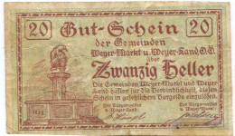 20 HELLER 1920 Stadt WEYER MARKT AND WEYER LAND Oberösterreich Österreich Notgeld Papiergeld Banknote #PL763 - [11] Emissions Locales