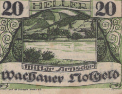 20 HELLER 1920 Stadt WACHAU Niedrigeren Österreich Notgeld Banknote #PF325 - [11] Emissions Locales
