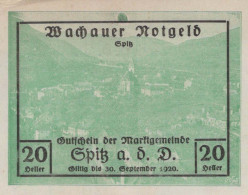 20 HELLER 1920 Stadt WACHAU Niedrigeren Österreich Notgeld Banknote #PF276 - [11] Lokale Uitgaven