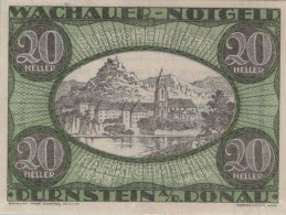 20 HELLER 1920 Stadt WACHAU Niedrigeren Österreich Notgeld Banknote #PF159 - Lokale Ausgaben