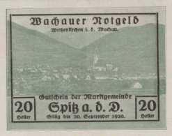20 HELLER 1920 Stadt WACHAU Niedrigeren Österreich Notgeld Banknote #PF275 - [11] Lokale Uitgaven