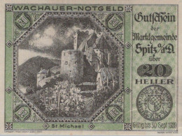 20 HELLER 1920 Stadt WACHAU Niedrigeren Österreich Notgeld Banknote #PE724 - Lokale Ausgaben
