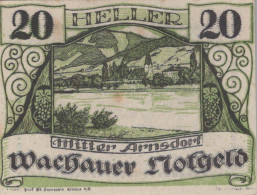 20 HELLER 1920 Stadt WACHAU Niedrigeren Österreich Notgeld Banknote #PE061 - Lokale Ausgaben