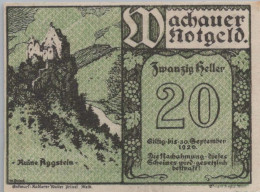 20 HELLER 1920 Stadt WACHAU Niedrigeren Österreich Notgeld Banknote #PE034 - Lokale Ausgaben