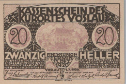 20 HELLER 1920 Stadt VÖSLAU Niedrigeren Österreich Notgeld Papiergeld Banknote #PG709 - Lokale Ausgaben
