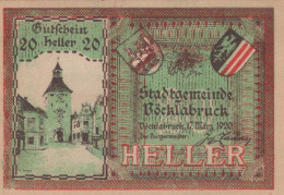 20 HELLER 1920 Stadt VÖCKLABRUCK Oberösterreich Österreich Notgeld Papiergeld Banknote #PG711 - [11] Lokale Uitgaven