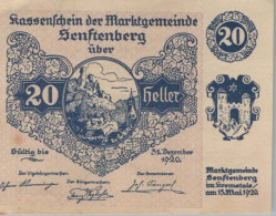 20 HELLER 1920 Stadt SENFTENBERG Niedrigeren Österreich Notgeld #PF043 - [11] Emissions Locales