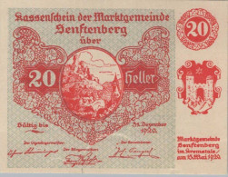 20 HELLER 1920 Stadt SENFTENBERG Niedrigeren Österreich Notgeld #PE855 - [11] Emissions Locales