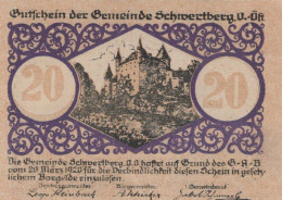 20 HELLER 1920 Stadt SCHWERTBERG Oberösterreich Österreich Notgeld #PE599 - [11] Local Banknote Issues