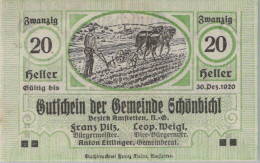 20 HELLER 1920 Stadt SCHoNBICHEL Niedrigeren Österreich Notgeld #PE789 - [11] Local Banknote Issues
