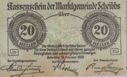 20 HELLER 1920 Stadt SCHEIBBS Niedrigeren Österreich Notgeld Banknote #PE662 - Lokale Ausgaben