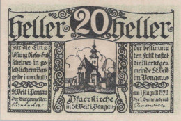 20 HELLER 1920 Stadt SANKT VEIT IM PONGAU Salzburg Österreich Notgeld #PE652 - [11] Emisiones Locales