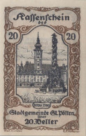 20 HELLER 1920 Stadt SANKT PoLTEN Niedrigeren Österreich Notgeld #PE862 - Lokale Ausgaben