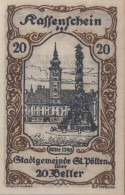 20 HELLER 1920 Stadt SANKT PÖLTEN Niedrigeren Österreich Notgeld Papiergeld Banknote #PG692 - [11] Emisiones Locales