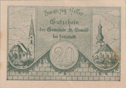 20 HELLER 1920 Stadt SANKT OSWALD BEI FREISTAD Oberösterreich Österreich #PE602 - [11] Local Banknote Issues