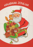 PÈRE NOËL Animaux NOËL Fêtes Voeux Vintage Carte Postale CPSM #PAK717.FR - Kerstman